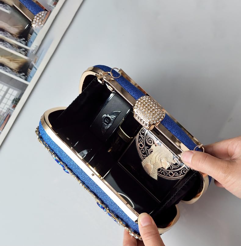 Women Floral Rhinestone Clutch Bag Glitter Crystal Bridal Wedding Purse Evening Shoulder Handbag For Party Wedding Prom