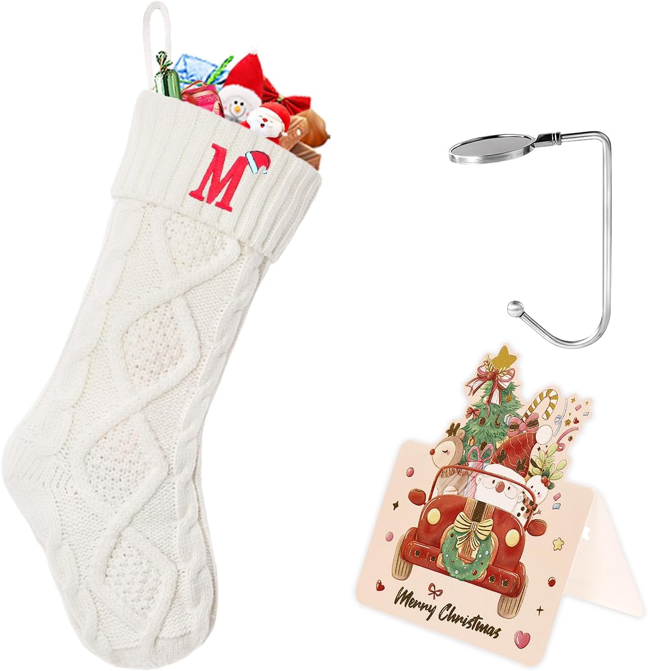Christmas Stockings with Initials, 18" Knit Monogram Letter Xmas Stocking