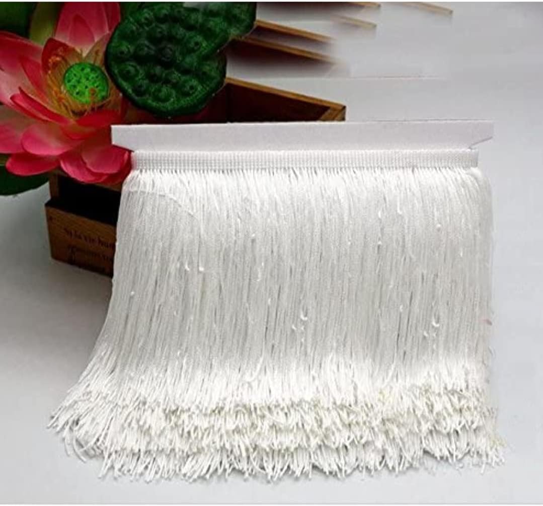9 Meter Fringe Trim Lace Polyerter Fibre Tassel 6Inch Wide For Clothes Accessories Latin Wedding Dress Diy Lamp Shade Decoration White Colour