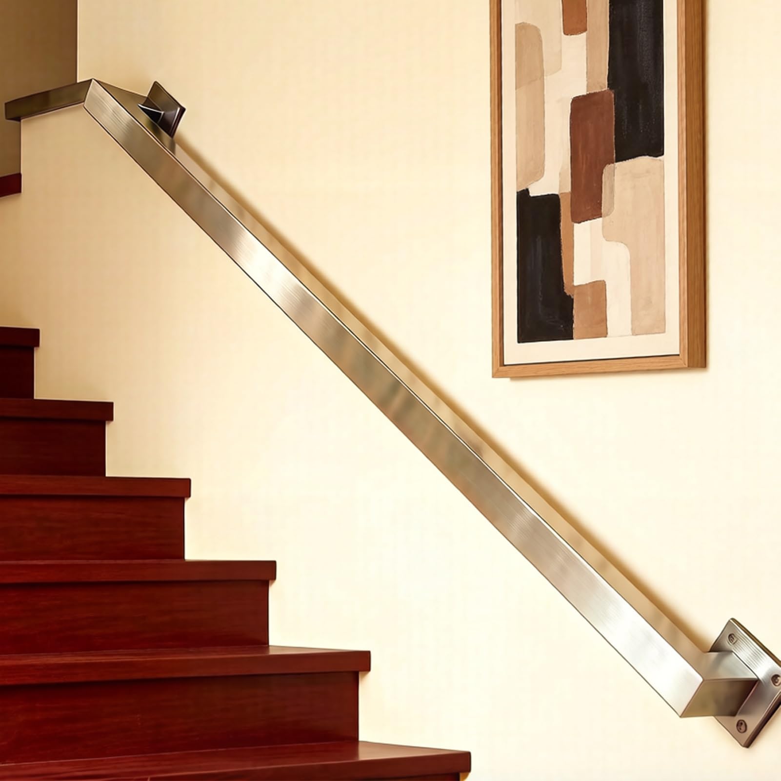 Mains courantes en tube carré 570cm, rampe murale extérieure et durable