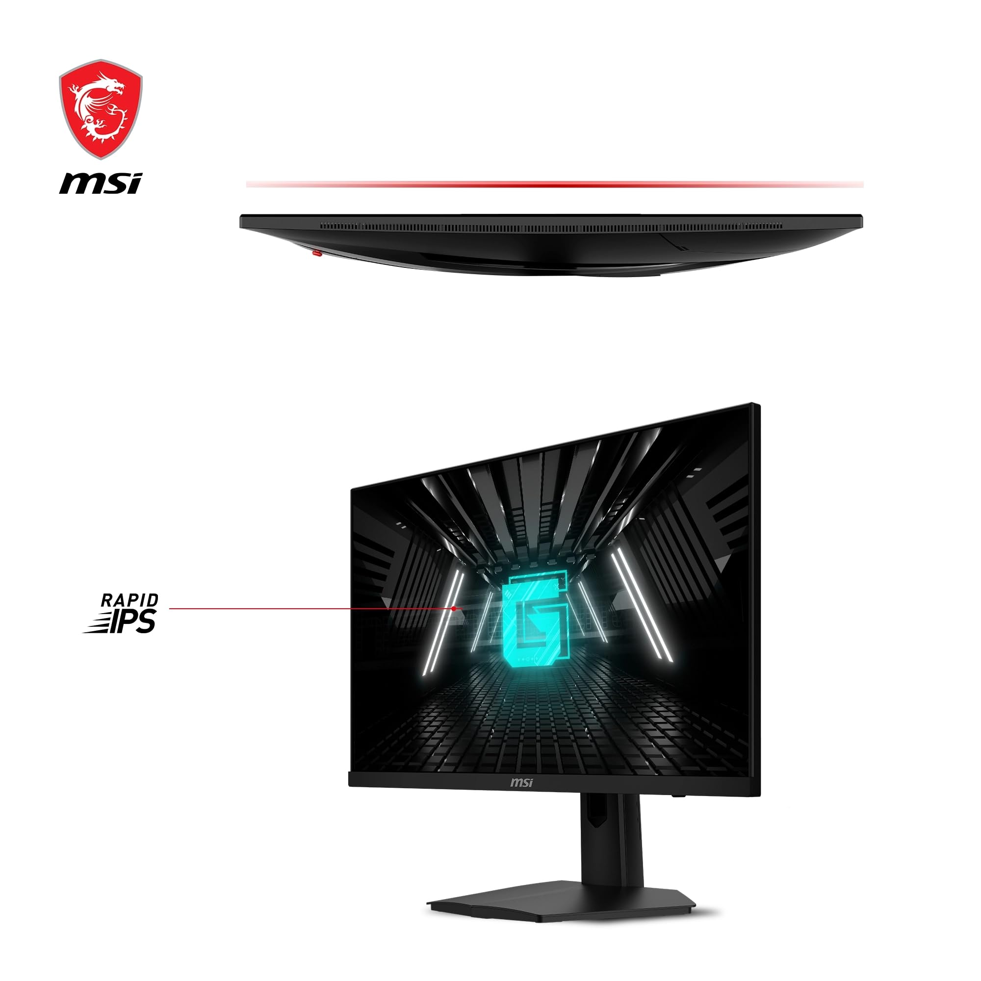 MSI G244F Ekran PC do gier 23,8" Full HD - Szybki panel IPS 1920x1080, 170Hz / 1ms, 16:9, FreeSync Premium - HDMI 2.0b, DisplayPort 1.2a