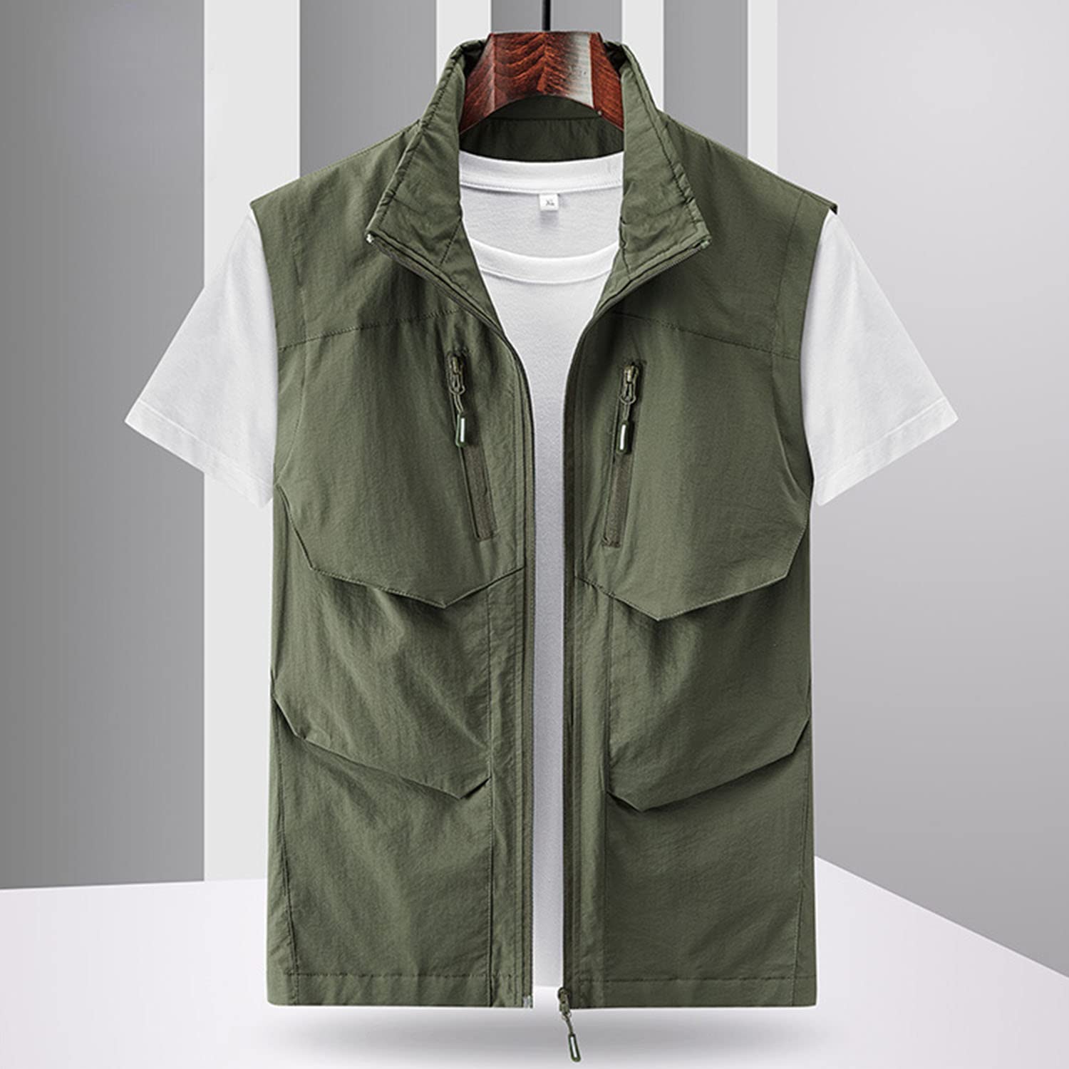 Chaleco Multibolsillo para Hombre Chaleco Transpirable Sin Mangas Chaleco Informal para Exteriores Chaqueta para Fotografía De Pesca