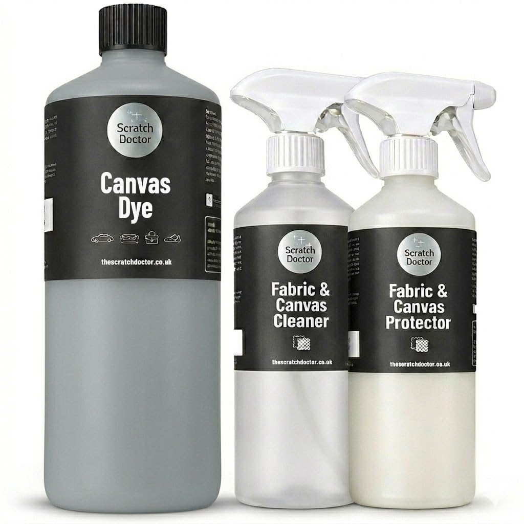 Scratch Doctor Canvas Dye Kit Restore Faded Colour on Convertible Car, Boat Roof, Awning & Soft Top (Light Grey, 1000ml)