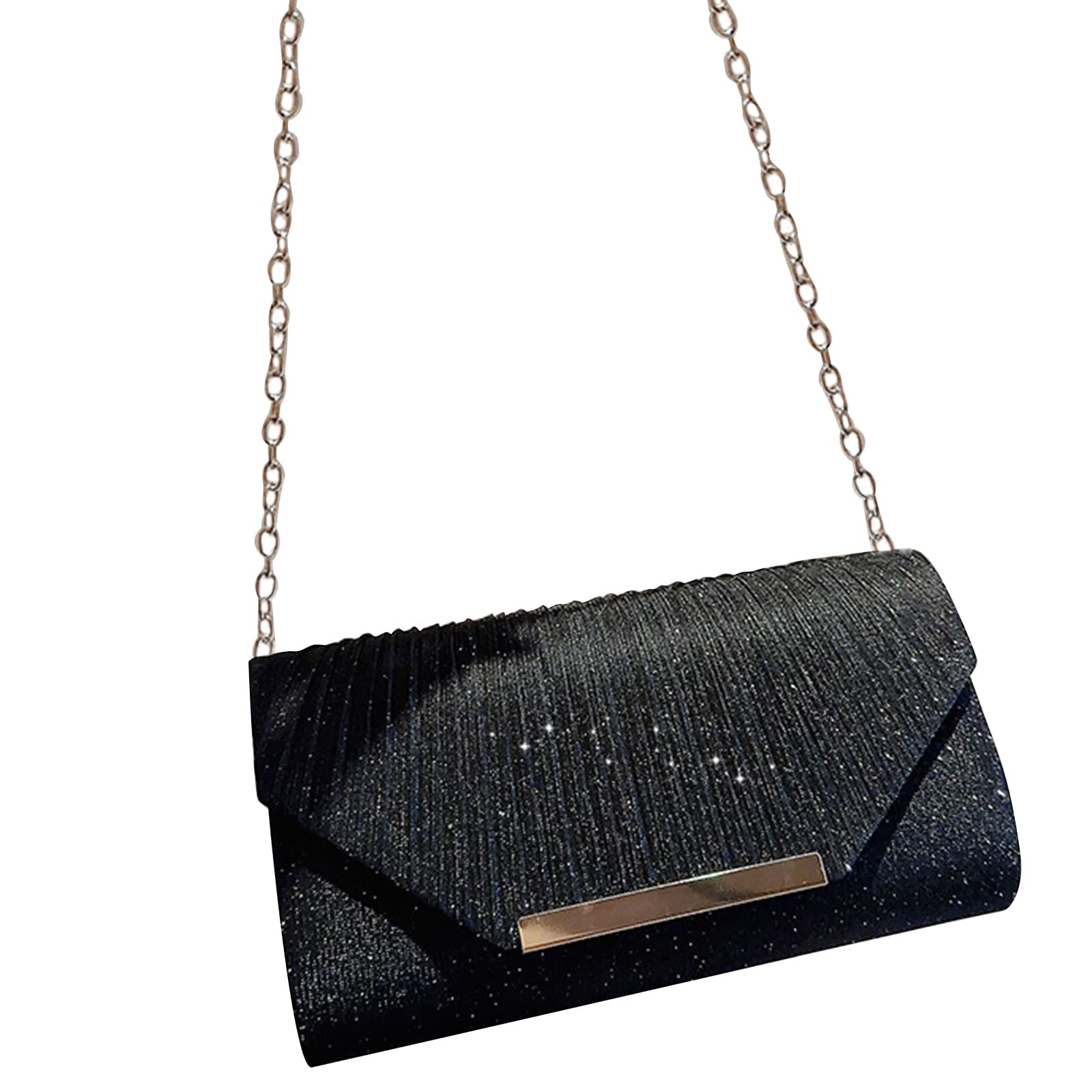 GenericWomen Glitter Purse Formal Evening Bag Lady Elegant Party Banquet Wedding Clutches Handbag Female Cocktail Shoulder Bag Black
