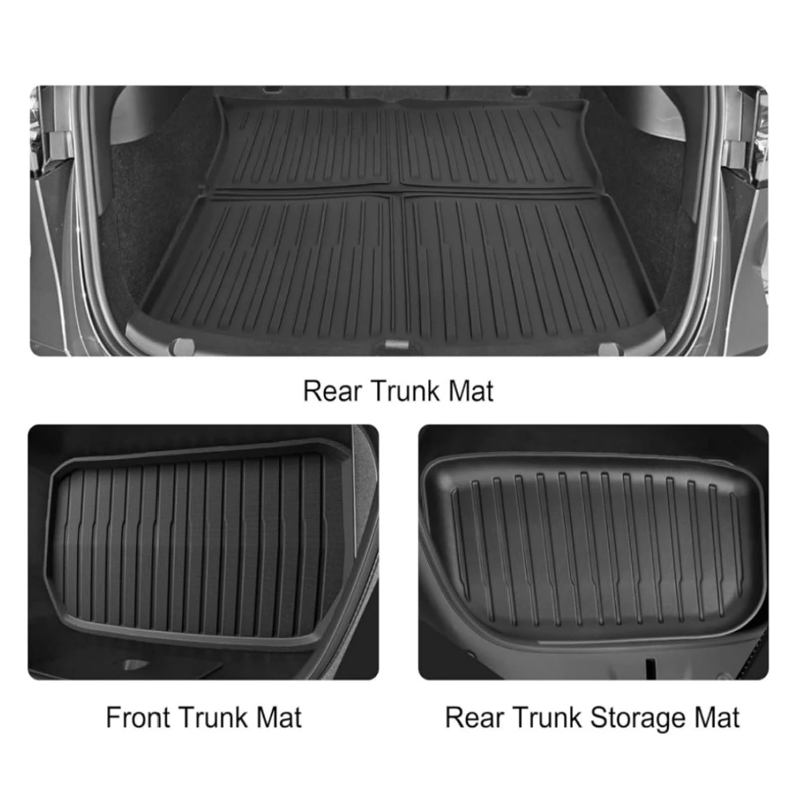 para Tesla para Model Y para Juniper 2025 Alfombrillas de Piso TPE Kit Completo con Revestimiento de umbral de Puerta y Revestimiento de Carga (3 Piezas de Alfombrillas)