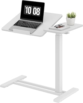 SANODESK 28Overbed Table Gas Spring Lifting with Wheels&Tilting Desktop