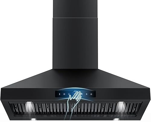 Miniatura 14 de Campana extractora de pared de 36 pulgadas, 1200 CFM con control de gestos y táctil de 4 velocidades, campanas de ventilación de cocina con Montaje