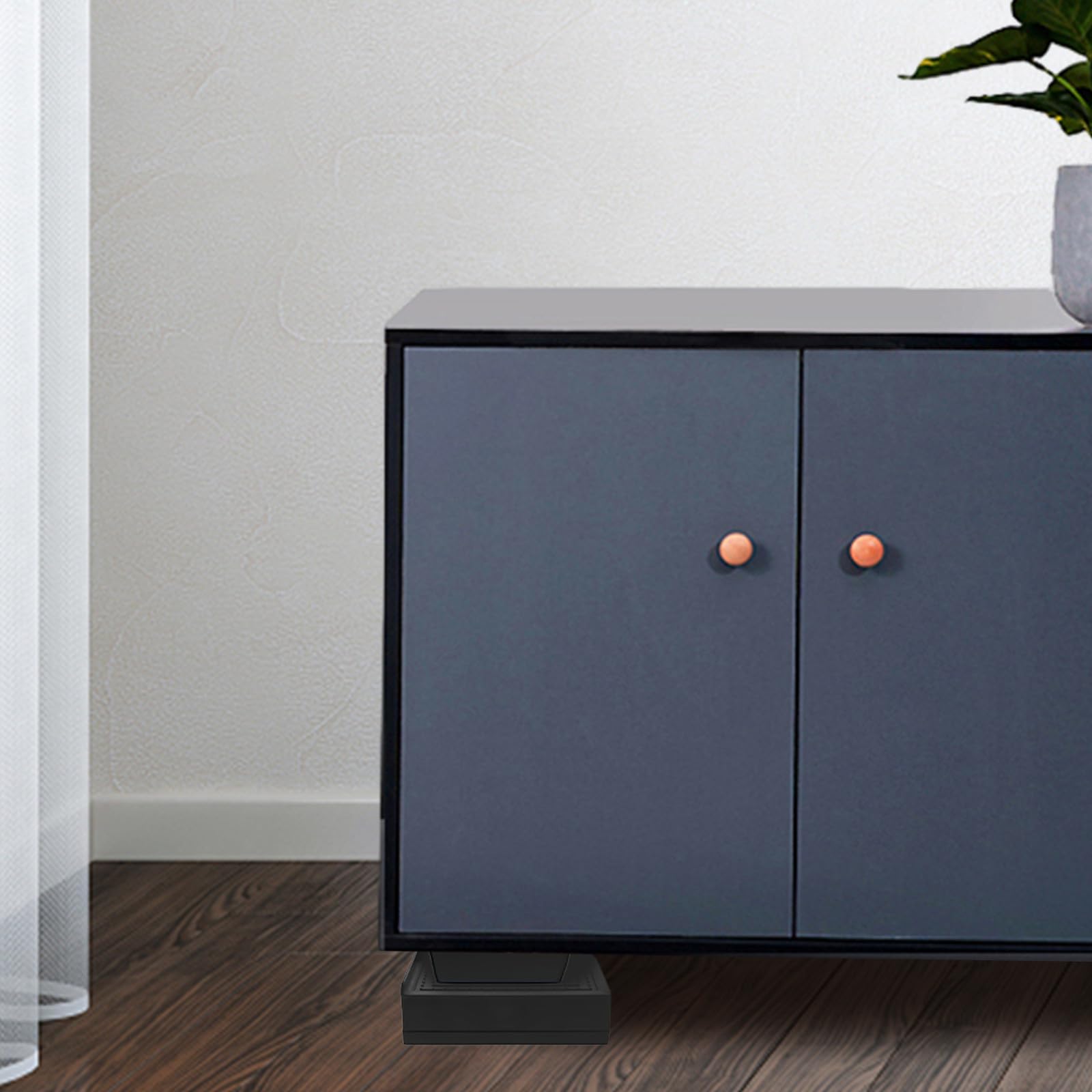 Elevadores de Cama Ajustables de Plástico y TPU Negro para Muebles Instalación Fácil y Uso Versátil, Paquete de 4 Piezas para Camas y Mesas en Apartamentos Pequeños