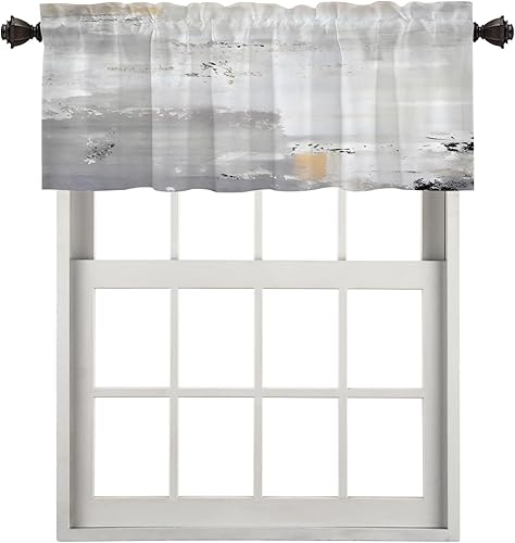 Miniatura 426 de Cenefas de cocina modernas con patrón de cobre marrón dorado para ventanas, cenefas opacas abstractas de marcas de arañazos y cortinas opacas