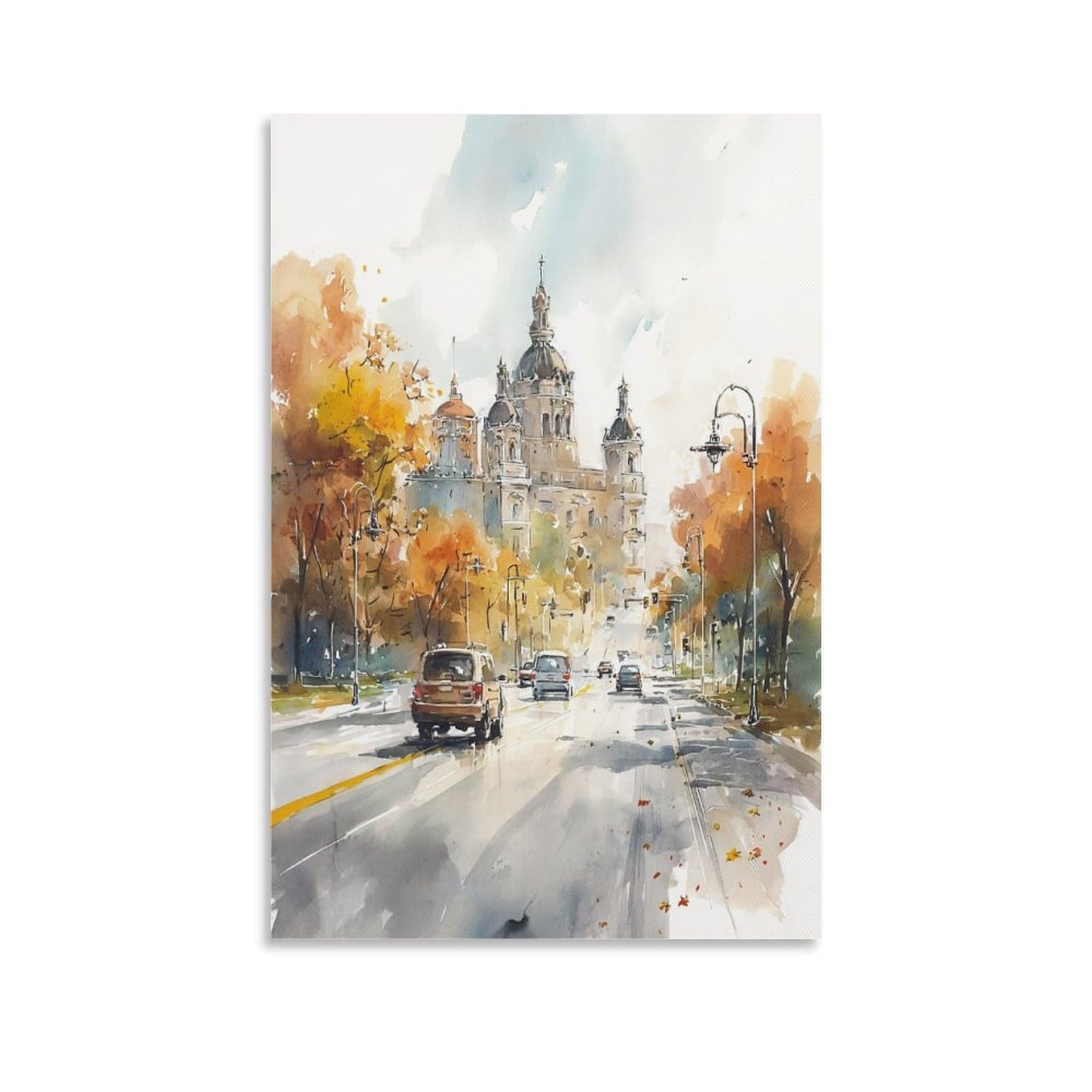 XWYMXZ Mid-Century Modern 24x36inch(60x90cm) Vintage Travel Poster Watercolor Canvas Art