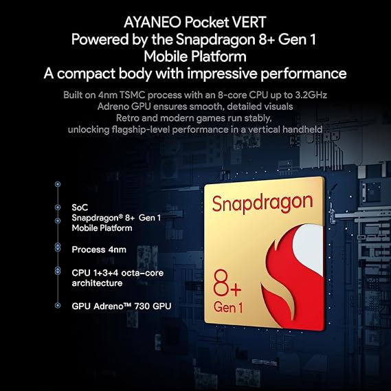 AYANEO Pocket VERT - Vertical Retro Handheld Game Console, Snapdragon 8+ Gen 1 Android Gaming Device, 3.5 inch 615PPI HD Displa, CNC Aluminum Body for Android Games (Moon White, 12G RAM 256G SSD)