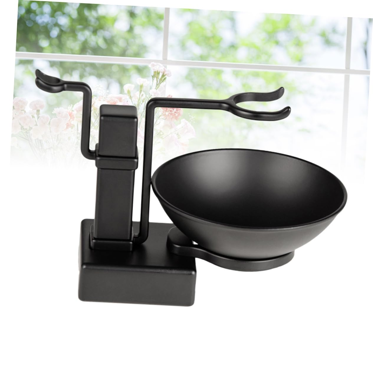 Mikinona Shaving Bowl and Stand Set Metal Razor Rack Shaving Brush Holder Men's Bowl Brush Shave Stand Space-saving Design