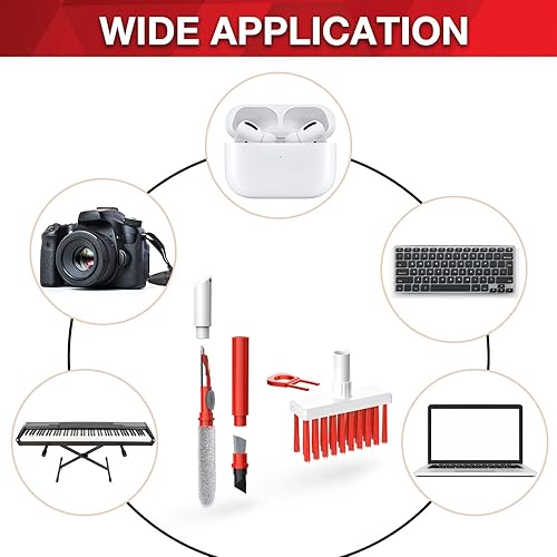 Miniatura 5 de Limpiador de teclado de cepillo suave, kit de herramientas de limpieza de computadora, 7 en 1, multiusos, con ranura de esquina, extractor de teclas