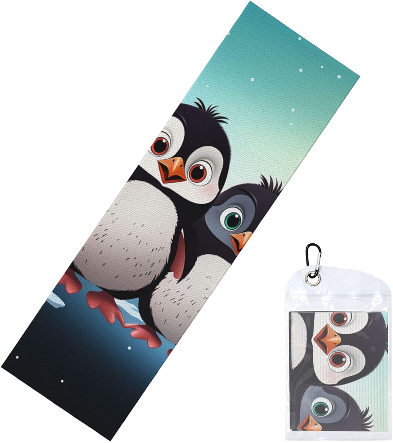 Five Cute Penguins Cooling Towel Cold Exercise Towel, Soft Breathable Ice Towel Microfiber Gym Towel with PVC Pouch for Yoga Golf Gym Fitness 40″X12″