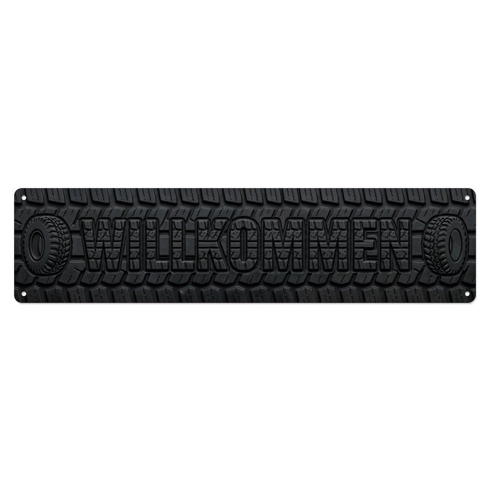 Rubber Tire Tread Texture Welcome Metal Tin Sign