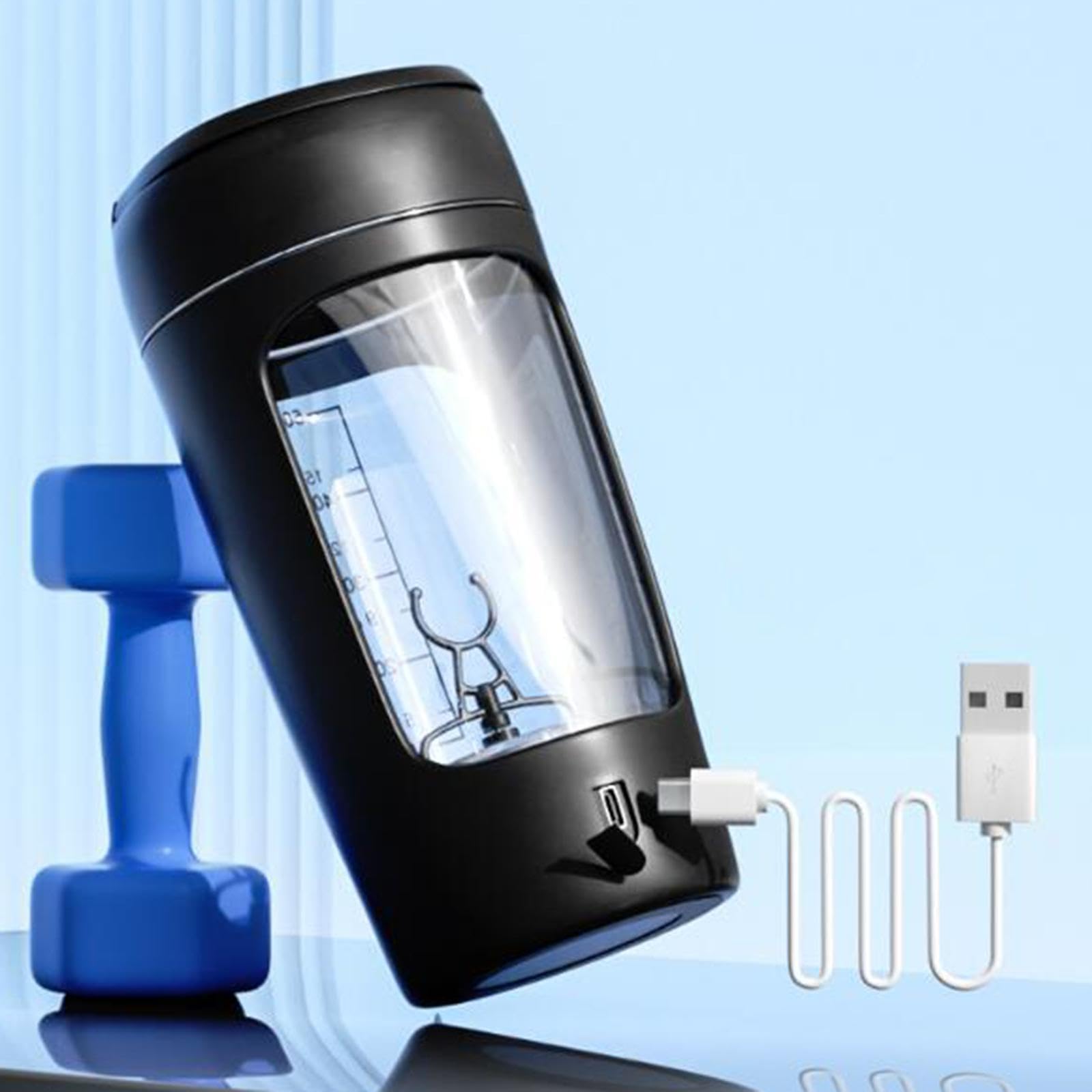 Lot de 2 shakers de protéines électriques portables pour lait, milkshakes, café, noir, 20 x 9,2 x 9,2 cm