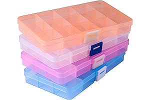 Opret Beads Organizer, 4 Pack Small Plastic Jewelry Box with Movable Dividers