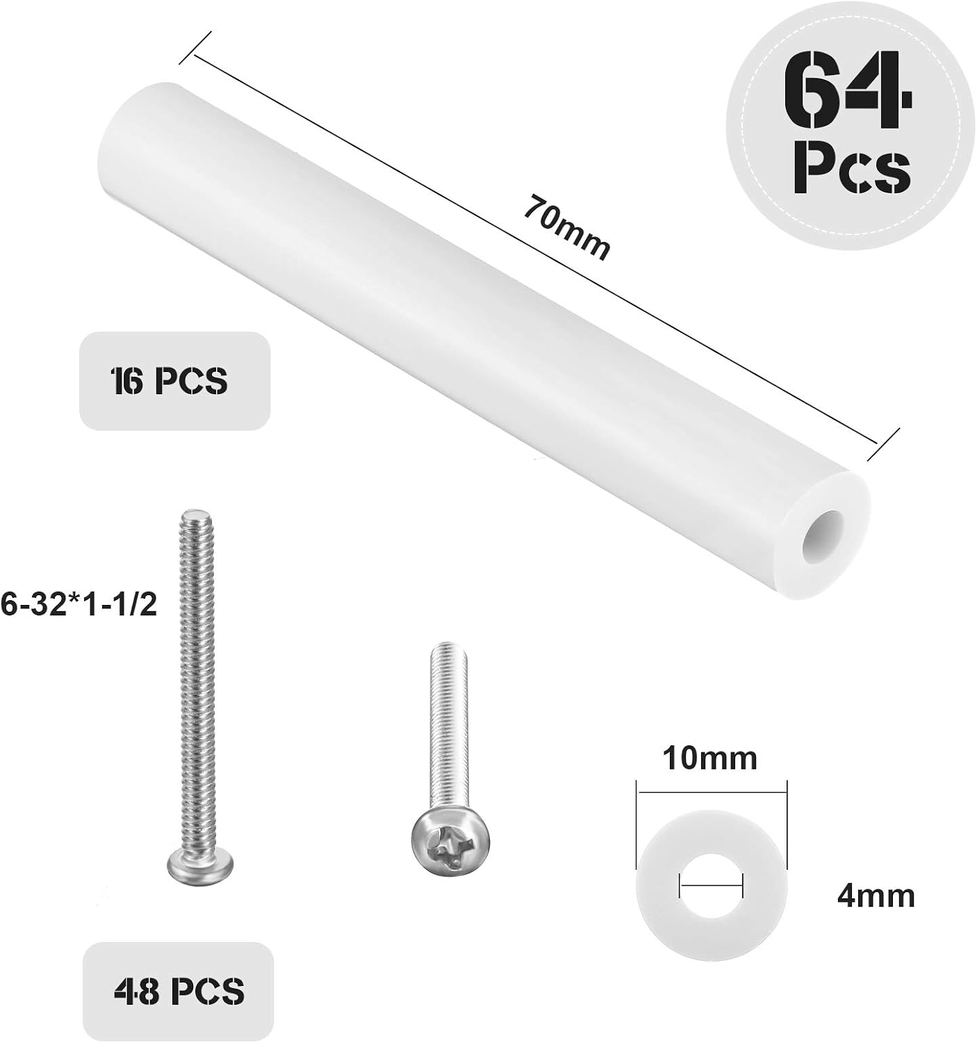 Hotop 64 Pcs Electrical Outlet Extender Spacers with Screws, White