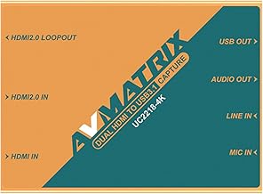 AVMATRIX UC2218-4K Dual HDMI Video Capture Card 4K 60HZ HDMI in& Loop Out USB 3.2 Type-C Uncompressed Transmission Speed Work with DSLR, PS5, Switch, Xbox