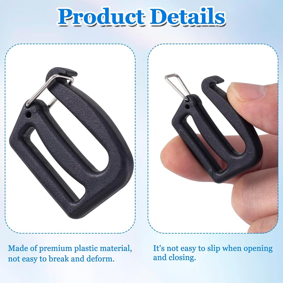 1 ensemble de boucles à dégagement latéral en plastique noir, curseurs à trois glissières, sac à dos, ceinture de sécurité, collier de chien, accessoires de couture, bricolage  15