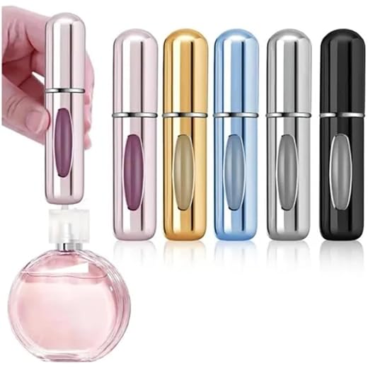 Kit 5 Frascos Porta Perfume Recarregável Spray Bolso Portátil Para Viagem 5ml Mini Atomizador Cores Sortidas Para Bolsa Necessaire Refil de Perfume Compacto Leve Super Prático