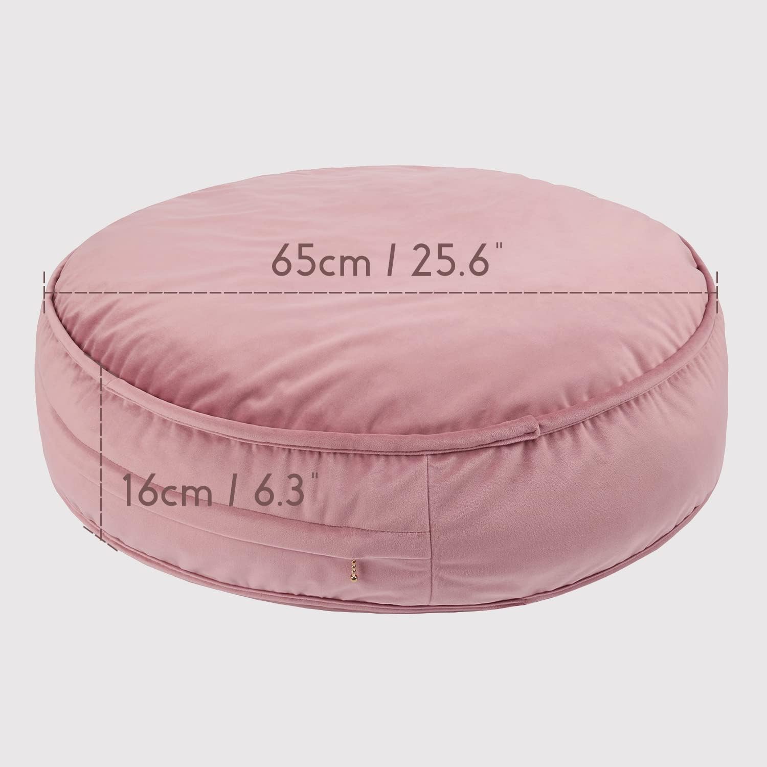 Velvet Floor Pillows Round Chair Cushion Couch Throw Pillow Soft Pouf Seat Mattress Bean Bag for Reading Nook Play Room (25.6", Dusty Rose)