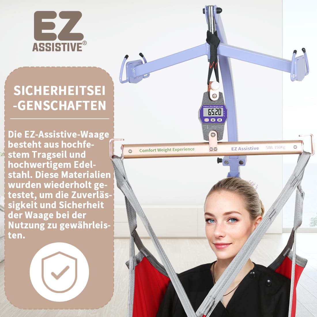 EZ Assistive Lift-Waage, Patientengewichtswaage für Lift, SWL 330 LBS