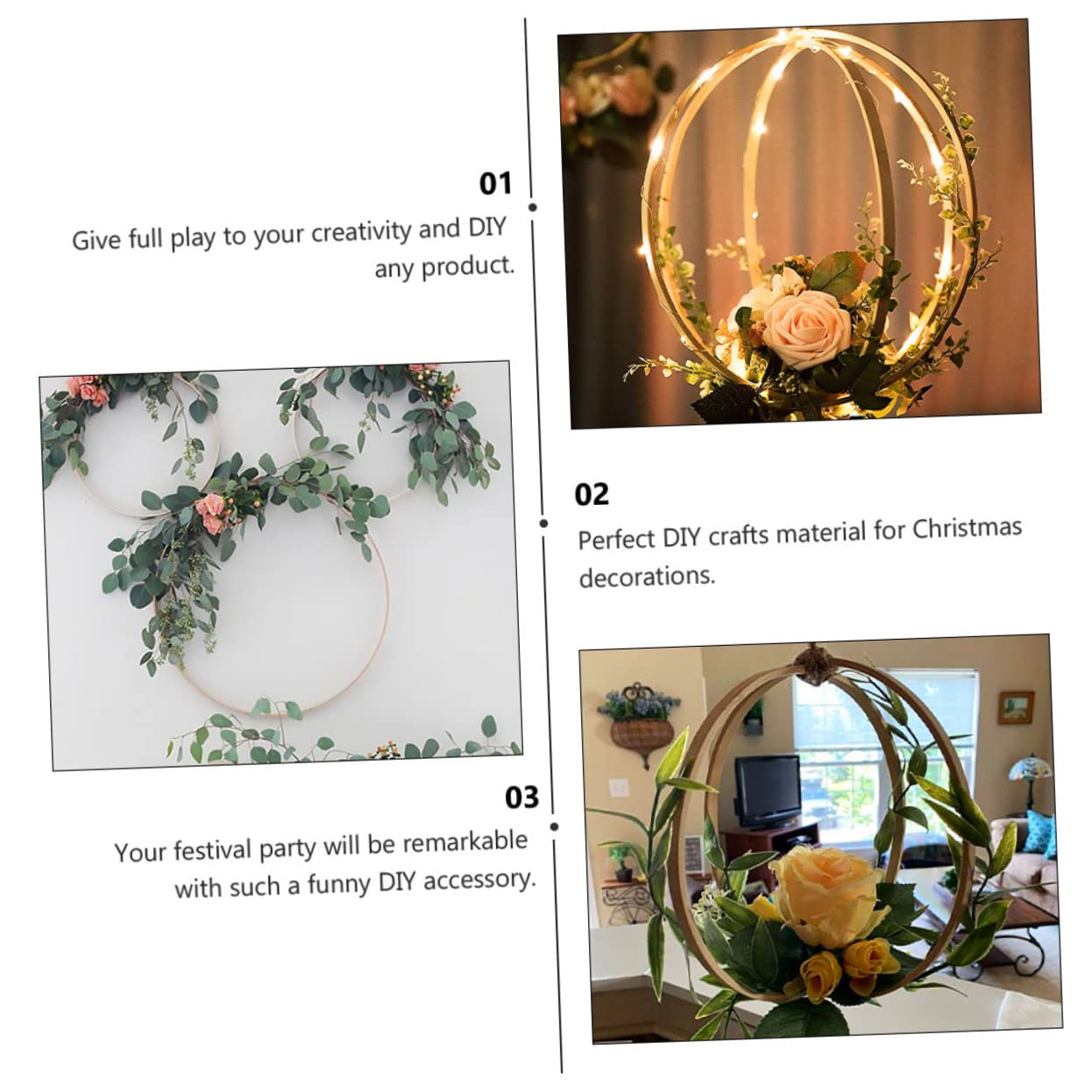NUOBESTY 40 Pezzi ghirlanda natalizia fai da te decorazioni albero natale decorazioni natale albero ghirlanda di finto eucalipto all'aperto rosa Nozze fornitura fai da te telaio da ricamo