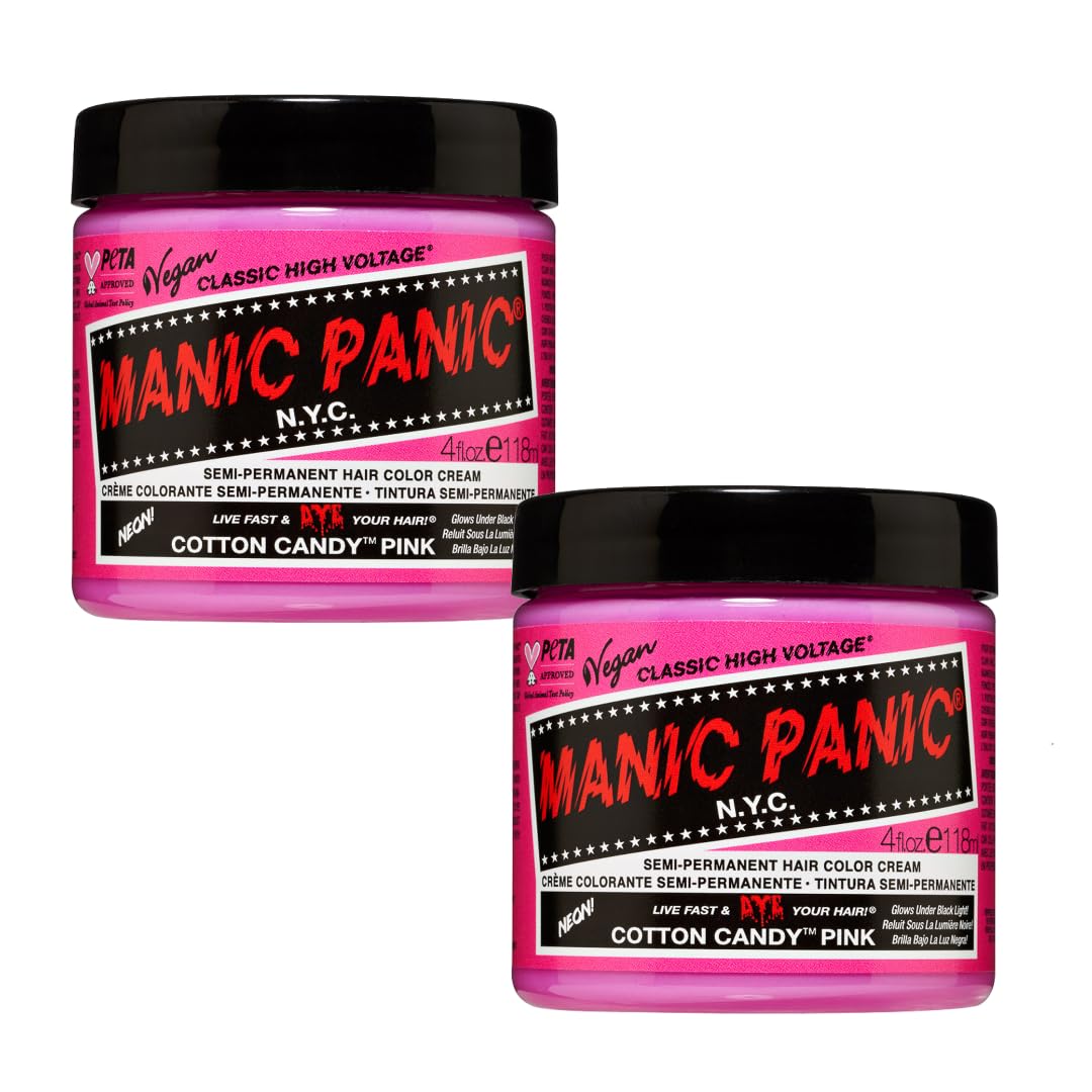 Manic Panic Classic Cotton Candy Pink Semi Permanent Hair Dye, 118ml 2-Pack