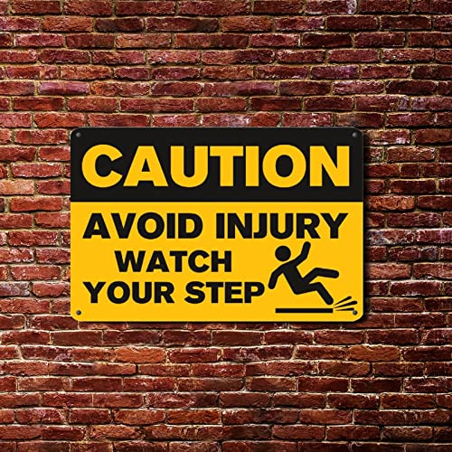 BESTORLOVE Caution avoid Injury Watch Your Step Tin Sign Caution �A���~�T�C�� ���� ���� 20.3x30.5cm ���t���ȒP �ό� �����v���[�N �T�C�� �L�b�`�� �z�[�� �K���[�W �o�[