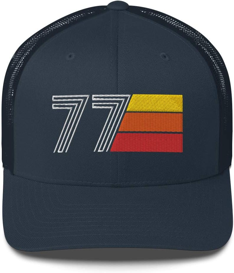 77 1977 Vintage Retro Embroidered Trucker Hat Cap 49th Birthday Unisex Hat Gift