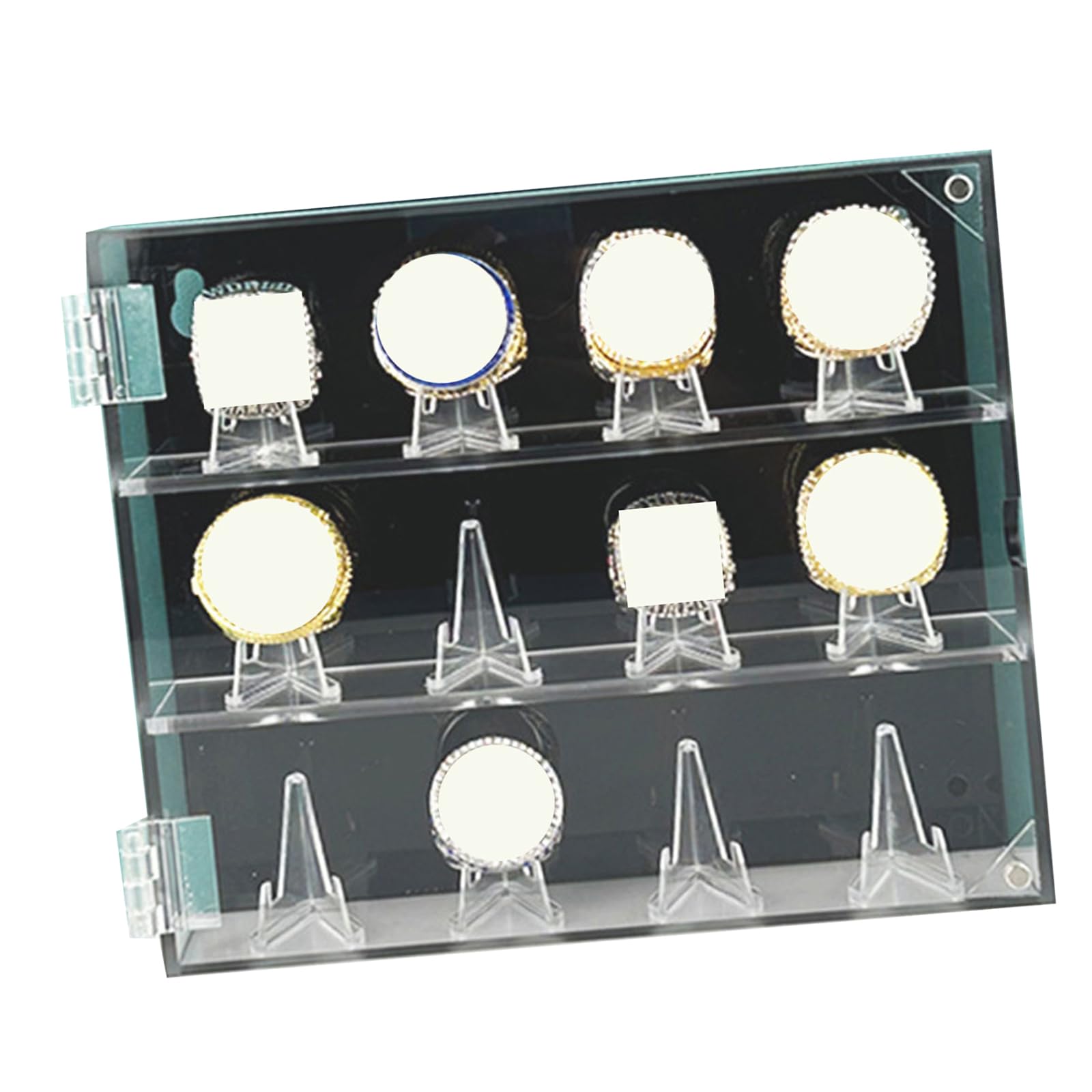 Spacious Slots Championship Rings Display Case Acrylics Wall Mounted Box for Baseball Rings Collection Protected Large Capacity Organizers