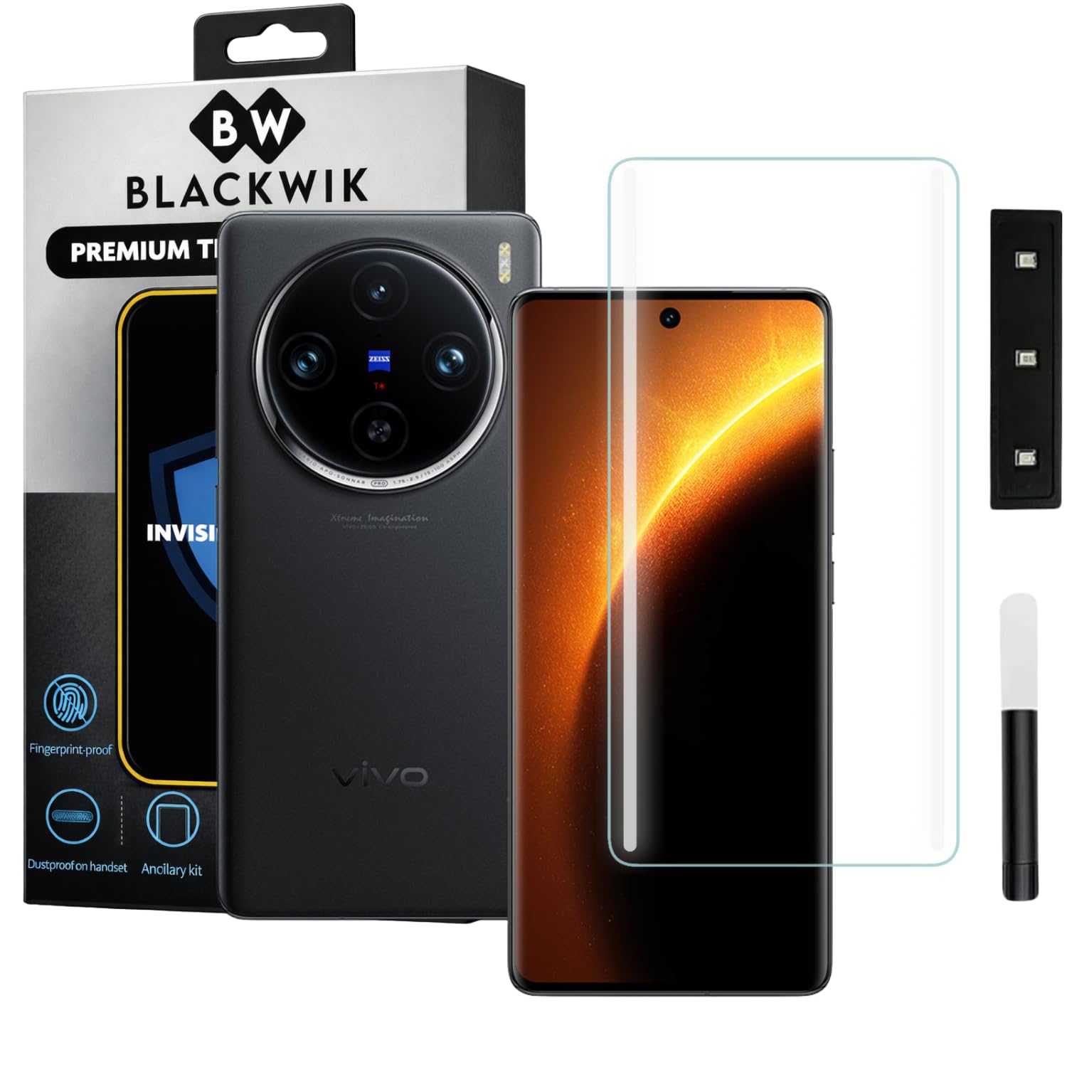 Blackwik Premium Curved UV Tempered Glass For Vivo X100/ Vivo X100 Pro Cellphone (Transparent, Pack Of 1) Advanced Border Less Full Screen Coverage UV Screen Protector Guard With Installation Kit-image-46