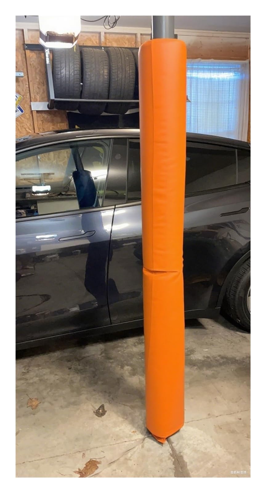Cubierta de columna personalizable en negro y azul con acolchado de 1,5m para garaje