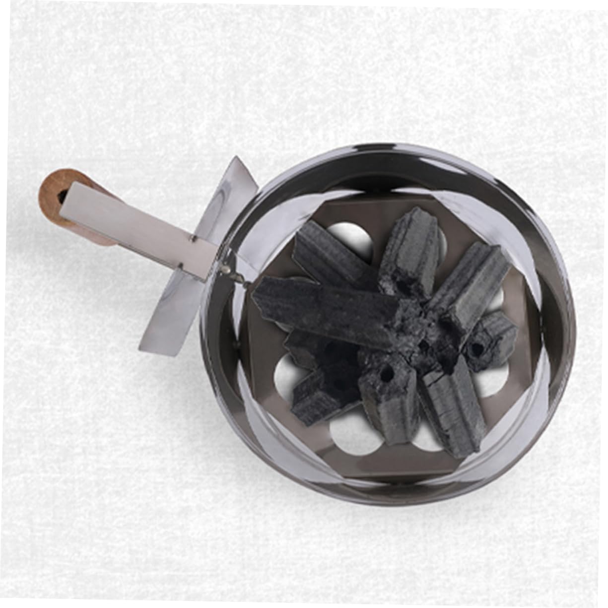 ibasenice Encendedor de Carbón para Chimenea de Metal Plata Reutilizable | Cubo de Encendido para Parrilla Portátil, Uso en Jardín y Viaje, Ignición Rápida con Asa de Madera