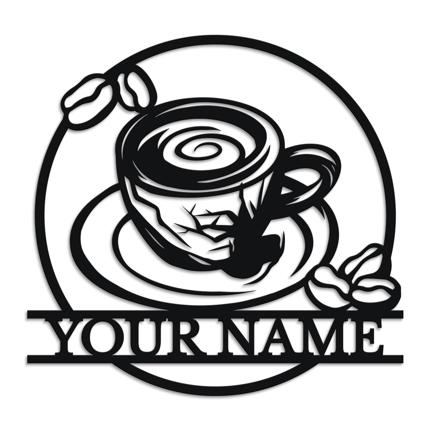 Houdoum Style-1 Custom Name Coffee Metal Wall Art, Personalized Metal Wall Hanging Home Decor,Outdoor Wall Decoration (Style-1)