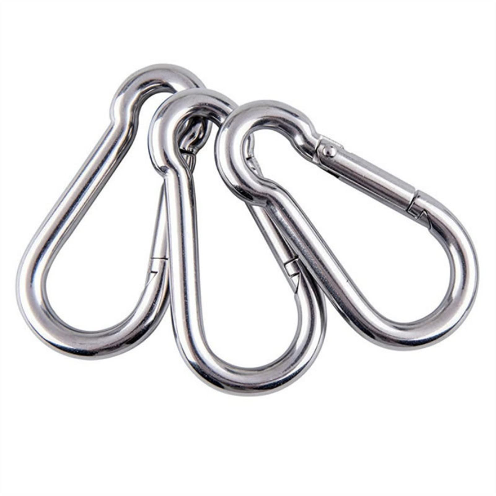 Karabinki z blokadą. 80 * 8mm Wytrzymały Karabinek Sprężynowy Karabinek EDC Klamra Bezpieczeństwa Do Wspinaczki Sport Joga Hamak Huśtawka Breloki Utrzymuje Do 230 kg(3 Pieces)