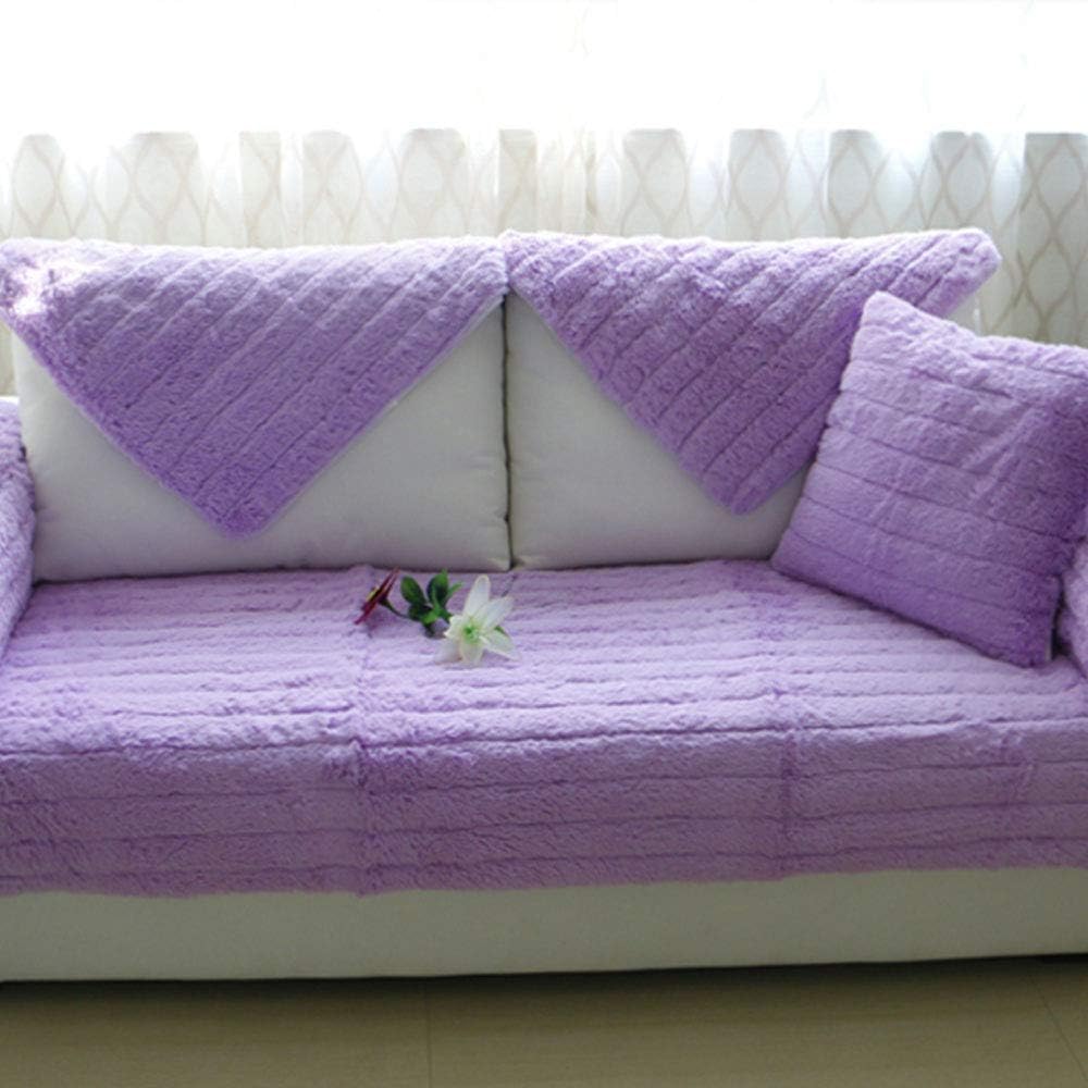 SVIO-SOFACOVER Non-Slip Sofa Protector All Season Couch Cover Grey Faux Fur Sofa Cushion Furniture Protector One Piece,35"x47"