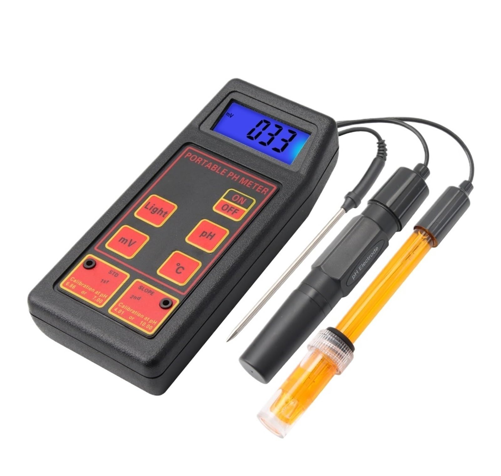 Kit de análisis de suelo, Medidor de pH, ORP y temperatura de alta precisión, sensor de prueba MV portátil, monitor for acuario y piscina, probador de calidad del agua, bolígrafo de agua