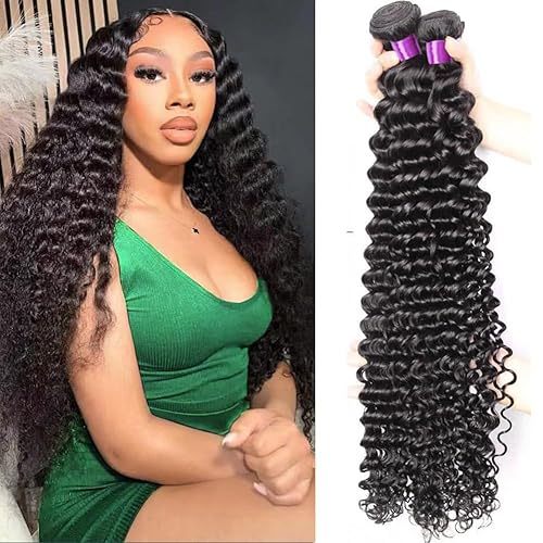 Miniatura 1 de Extensiones de cabello humano de onda profunda, paquetes de cabello rizado profundo, 100% sin procesar, cabello virgen brasileño Remy, extensiones