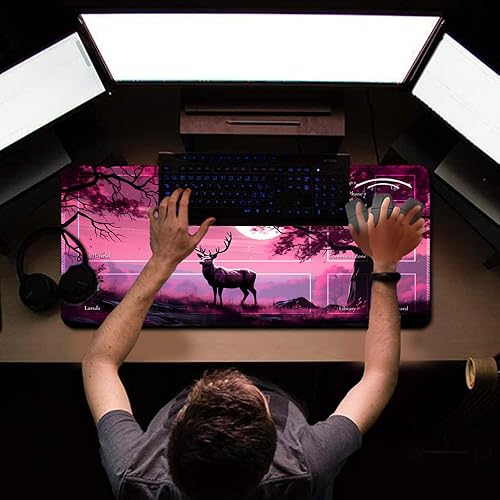 Miniatura 8 de Buibuic MTG - Tapete de juego de operaciones auxiliares para MTG TCG, tapete de juego de 24 x 14 pulgadas, tapete de juego entintado con bolsa de