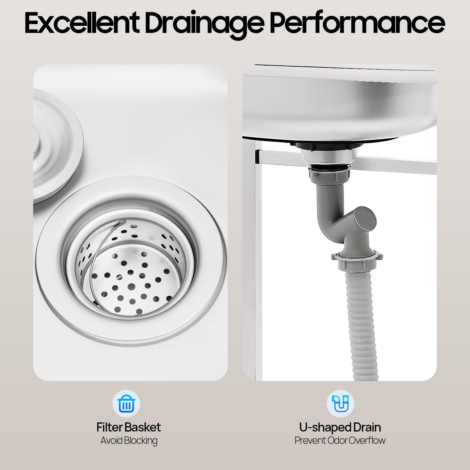 Évier commercial - En acier inoxydable - Lavabo mobile - Lavabo de cuisine - Avec robinet - Établi - Pour restaurant, buanderie, camping