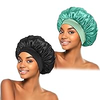 Vista 18 de 2 piezas de gorro de seda para dormir, gorros de satén para el cabello, banda elástica suave de seda para dormir, envoltura de cabello para mujeres
