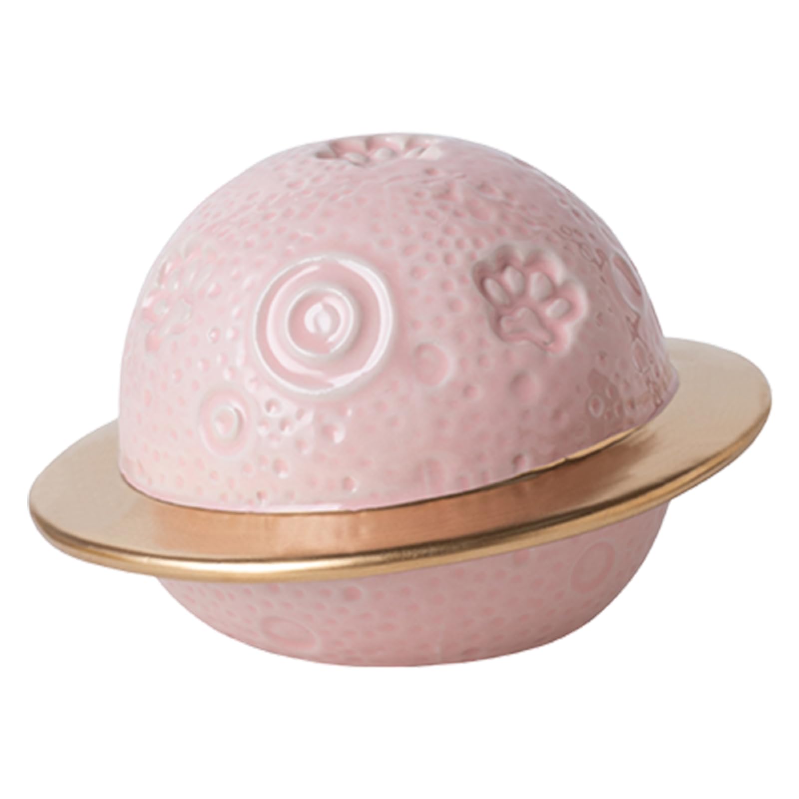 Duuclume Ceramic Pet Urn for Ashes - Planetary Design Handcrafted Memorial Keepsake for Dogs & Cats,Thoughtful Remembrance Gift for Pet Loss (Gold Pink)