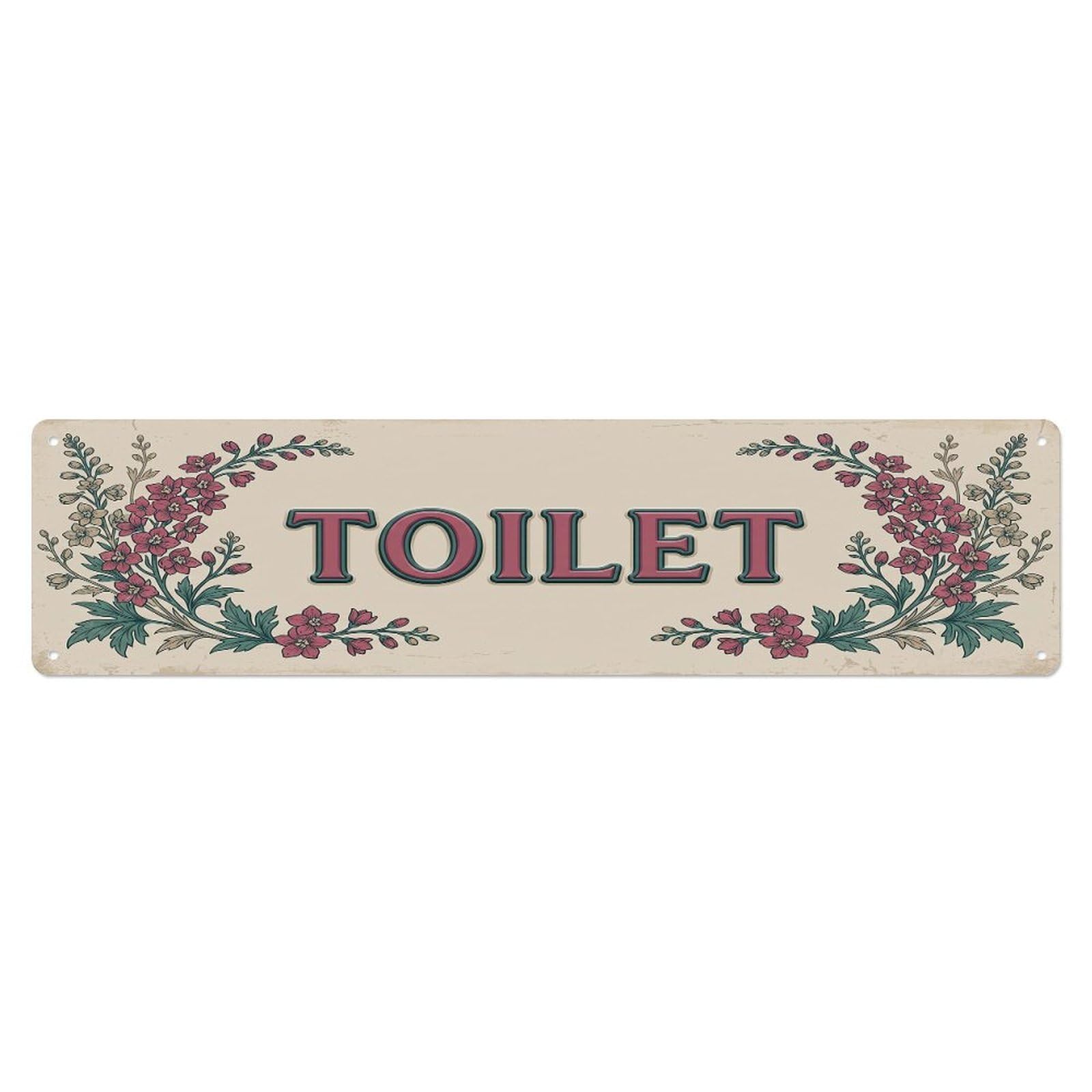 Cmhok Vintage Style Toilet Signage Delphinium Vintage Metal Tin Sign Wall Decor For Cafe, Club, Garden Metal Poster 4X16inch