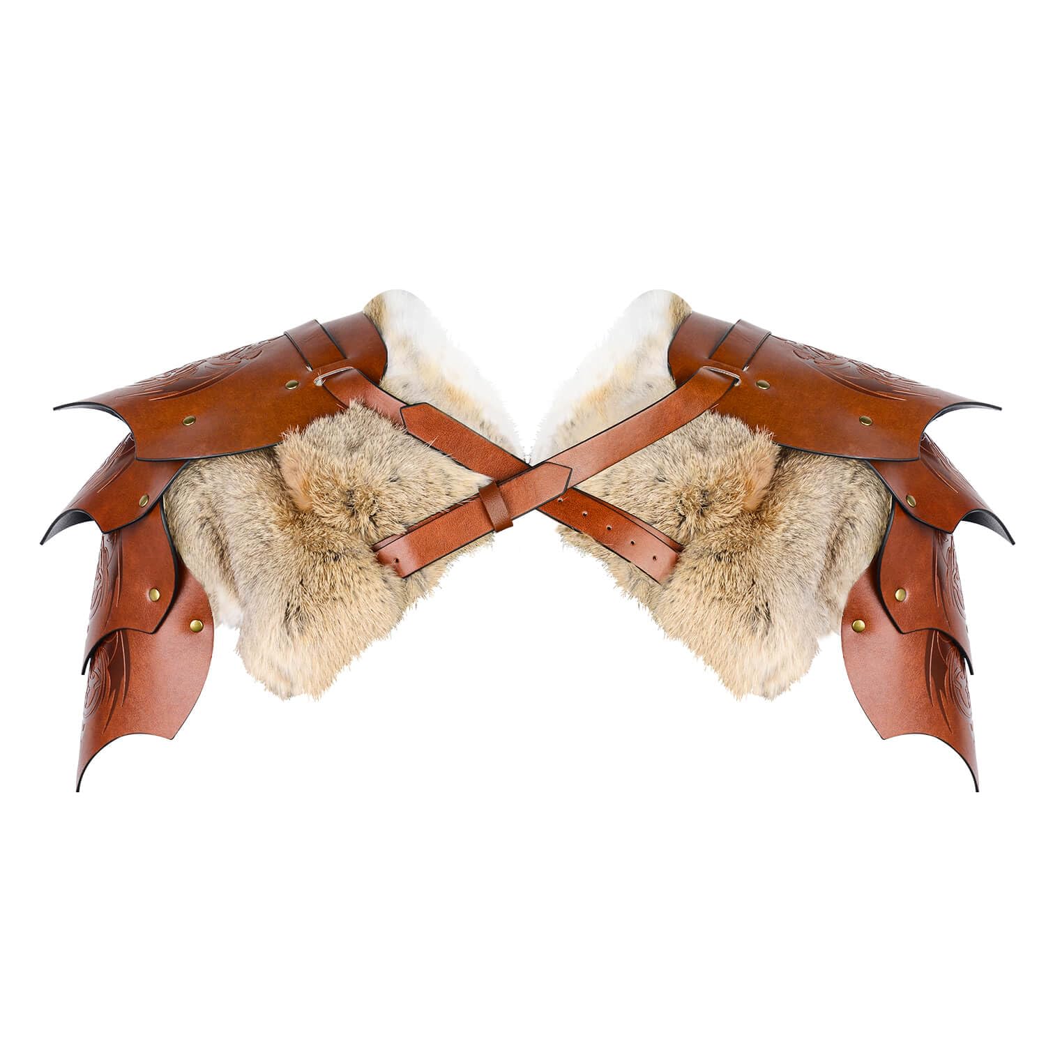 Viking Fur Shoulder Armor,Medieval Faux Leather Armor Renaissance Accessories Knight Armor for LARP/Cosplay Ren Faire