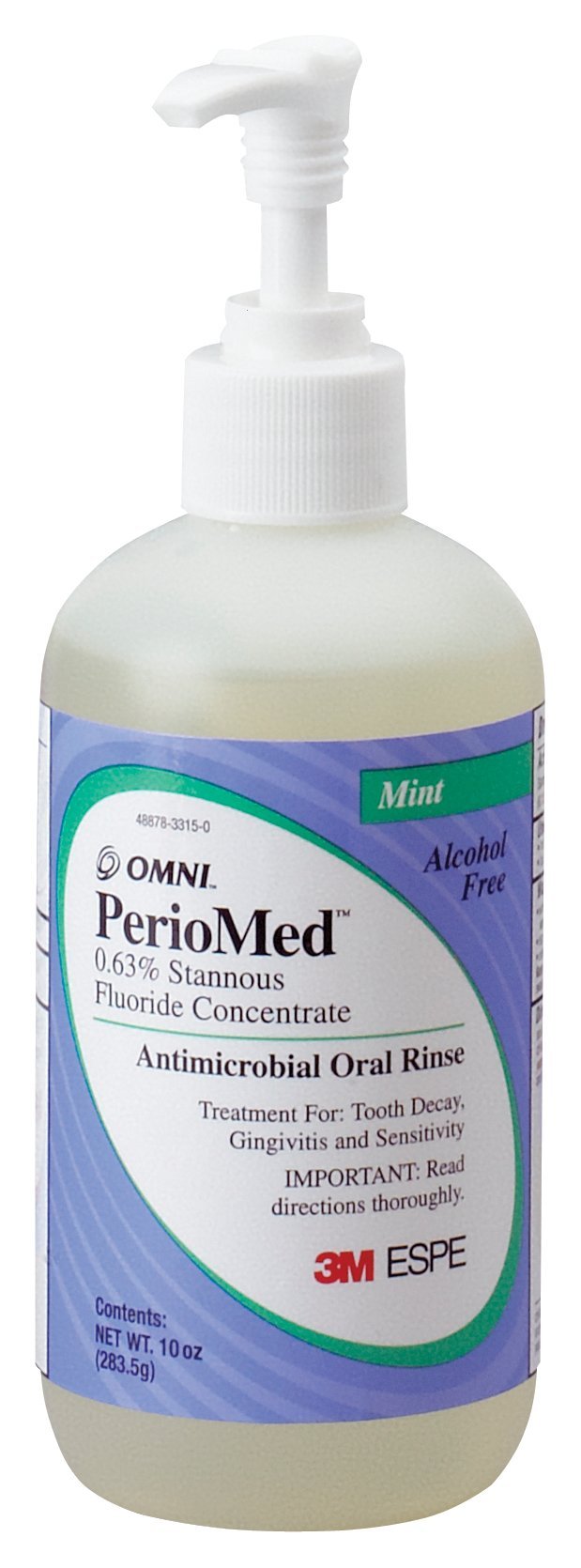 3M ESPE 12105M PerioMed 0.63% Stannous Fluoride Oral Rinse Concentrate Refill, Mint Flavor, 10 oz. Bottle with Pump