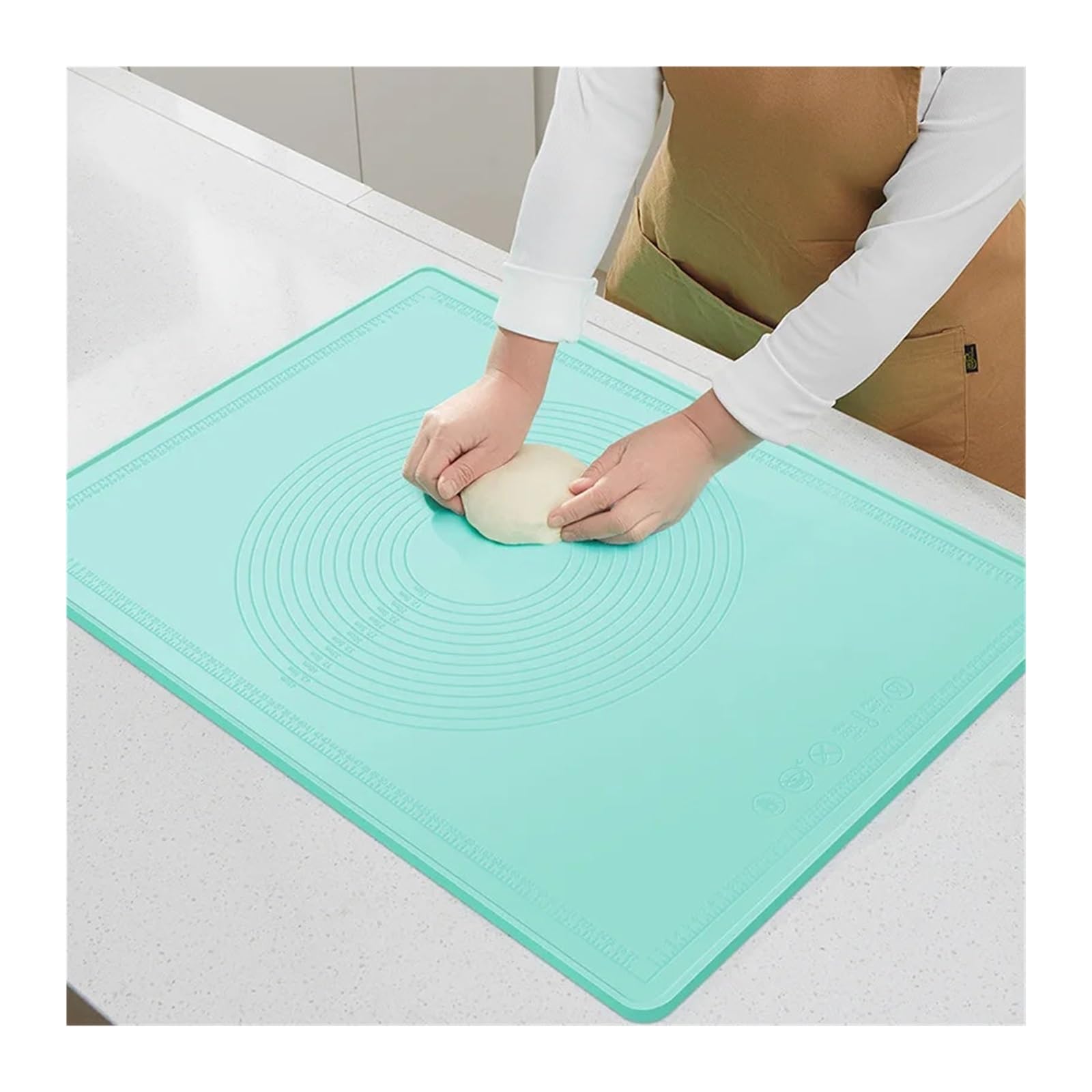 Antihafte rutschfeste Backunterlage Extra großes Silikon-Knetpad for den Haushalt, verdicktes rollendes Schneidebrett, Backplatte, Antihaft- und Nudelmatte (Color : Green, Size : 60x100cm)