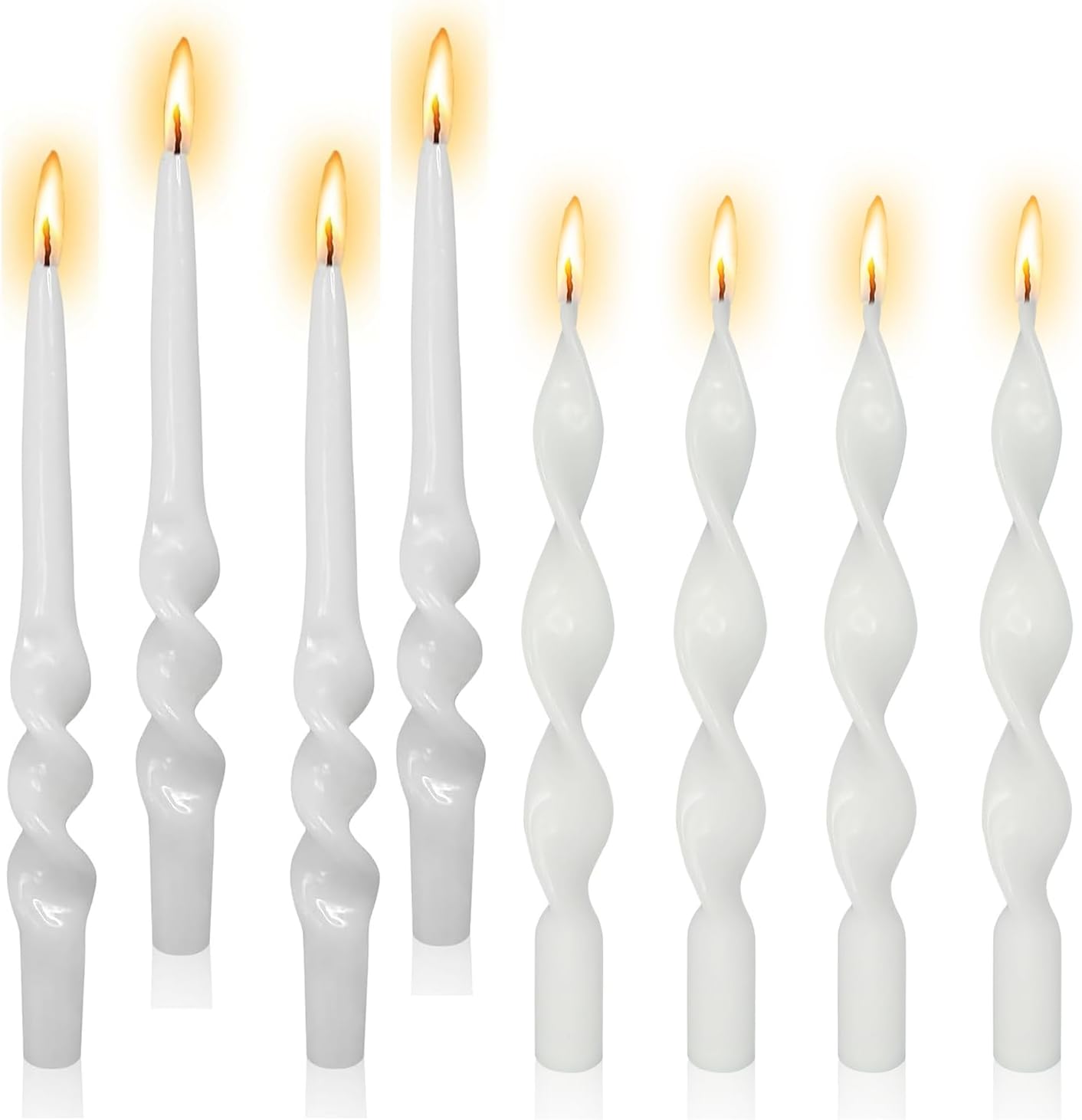 8pcs Spiral Taper Candle Long Candlesticks,Gedengni 10 INCH Colored Candle Stick White Tapered Candles Unscented Twisted Candlestick for Home Décor Weddings Festive Holiday