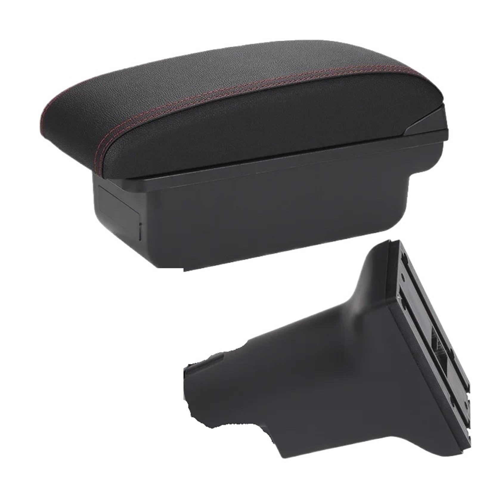 AWGNTQQ Car Armrests For Fiat 500 2012-2025 Armrest Box Auto Storage Dedicated Retrofit Parts Interior Accessories(C1 Black red NO USB)